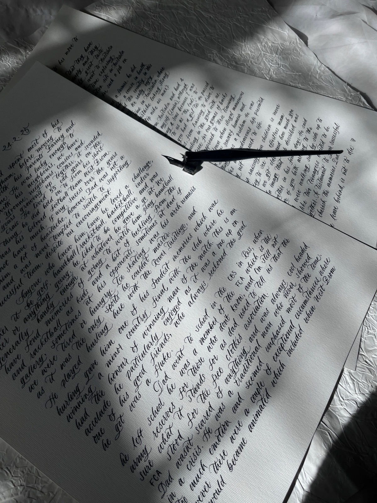 Luxury hand calligraphy lettering sample by Dublin-based calligrapher Scribbled by Anju