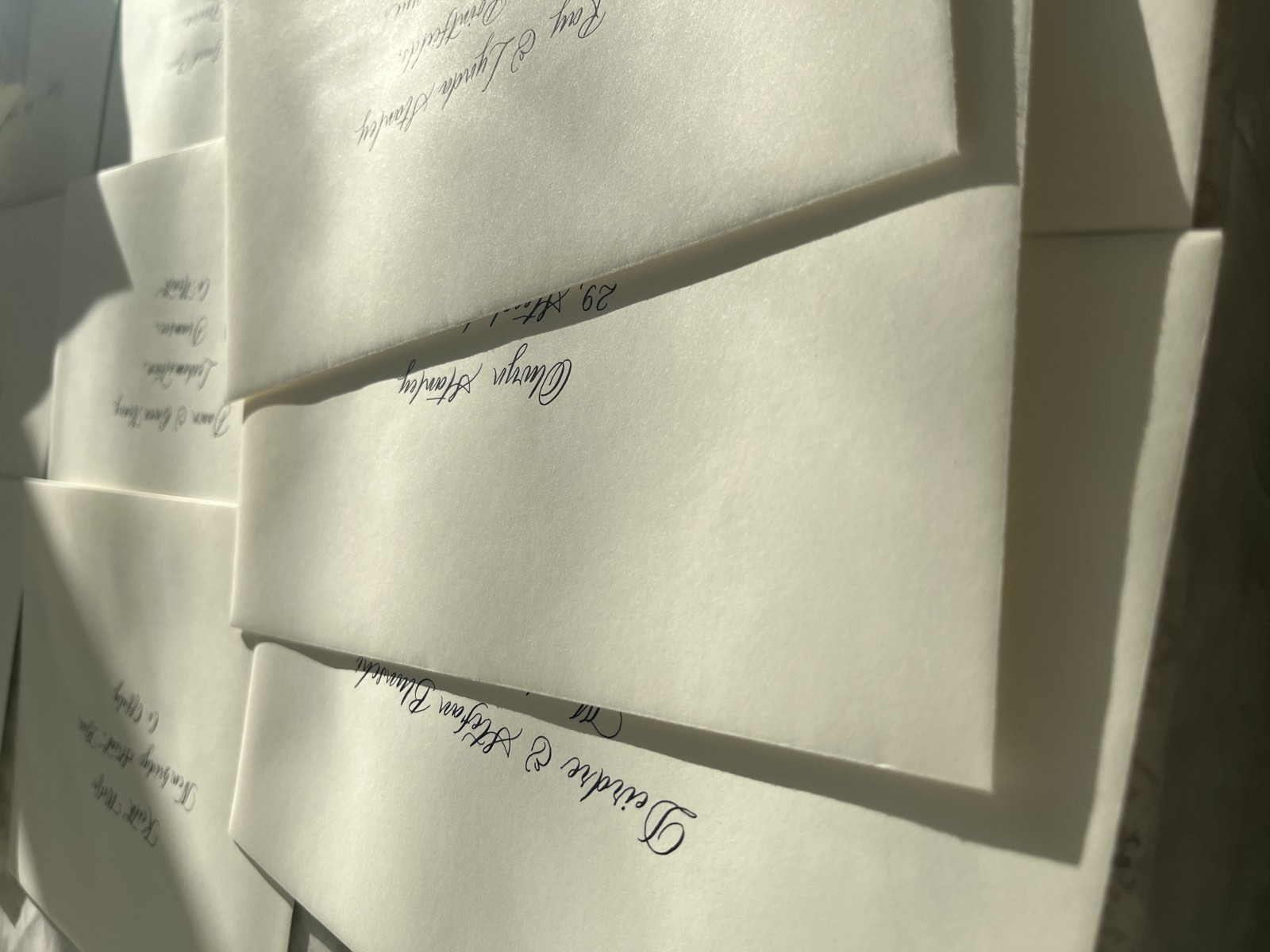 Hand-lettered wedding envelope calligraphy