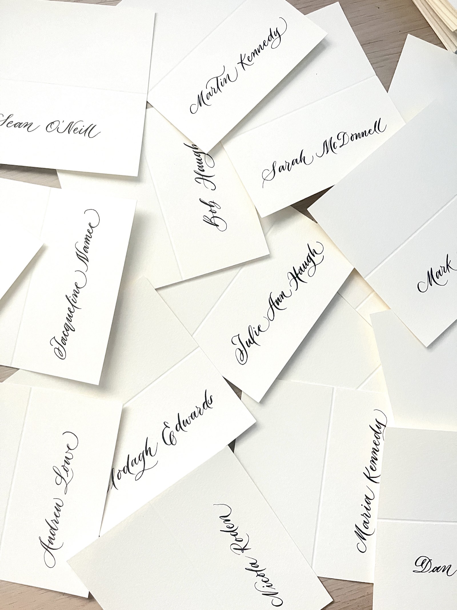 Hand-lettered wedding place cards