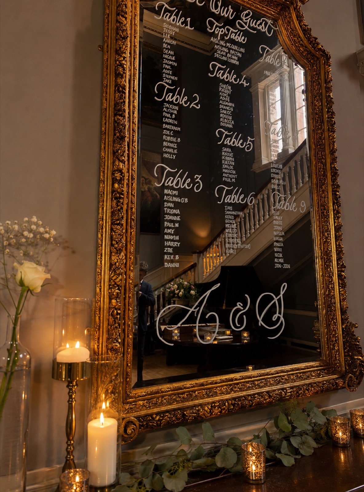 Hand-lettered wedding table plan